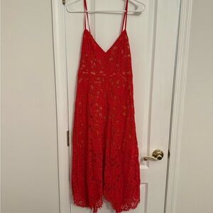 Lulu's Vibrant Red Lace Dress
